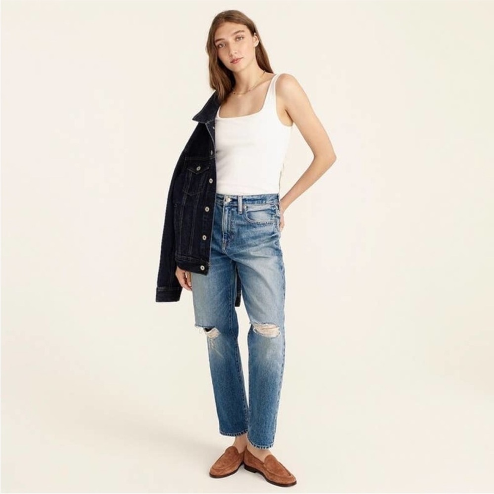 J. Crew Slouchy Boyfriend Southern Sky Wash Distressed Blue Jeans Size 25T